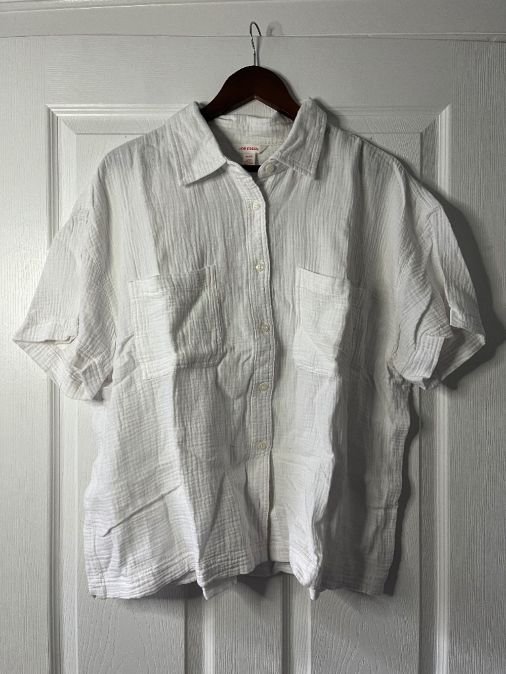 Joe Fresh white cotton short sleeved button up